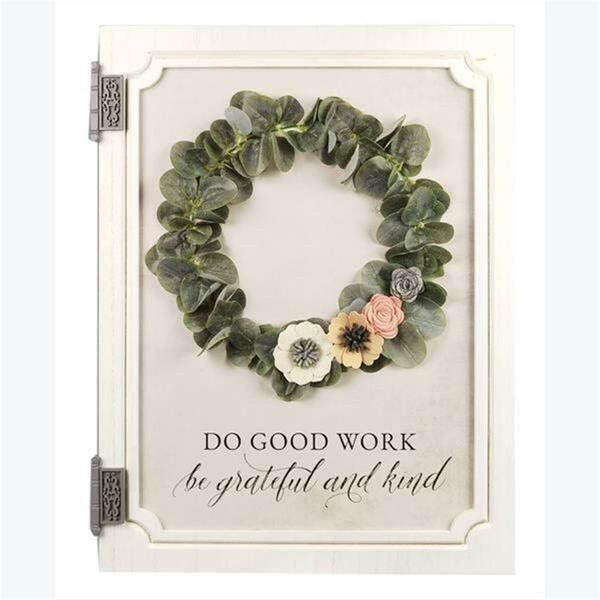 Youngs Wood Window Wall Sign with Wreath 20920